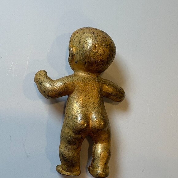 Vintage Allison Mager Gold Tone Baby Brooch Unique Statement Costume Jewelry - Picture 7 of 11